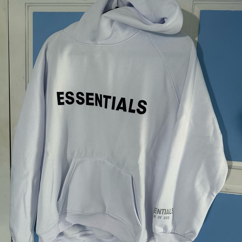White Fear of God Essentials Hoodie
